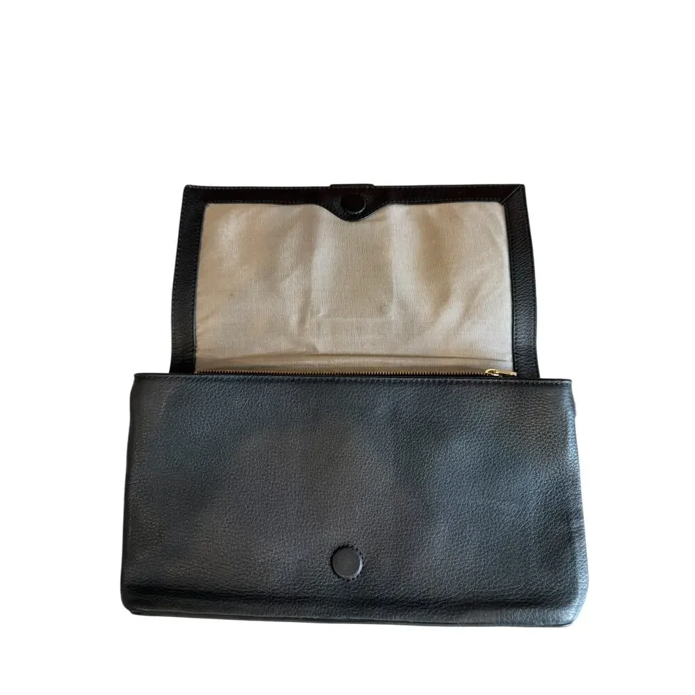 Pour la Victoire Calf Hair Clutch Bag Black
